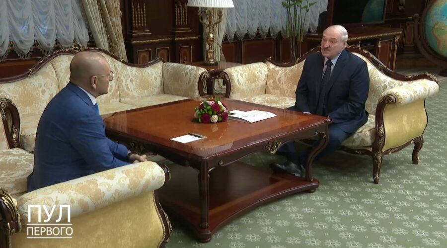 Встреча Евгения Шевченко и Александра Лукашенко 20 апреля 2021 года. Кадр с видео в телеграм-канале Пул Первого